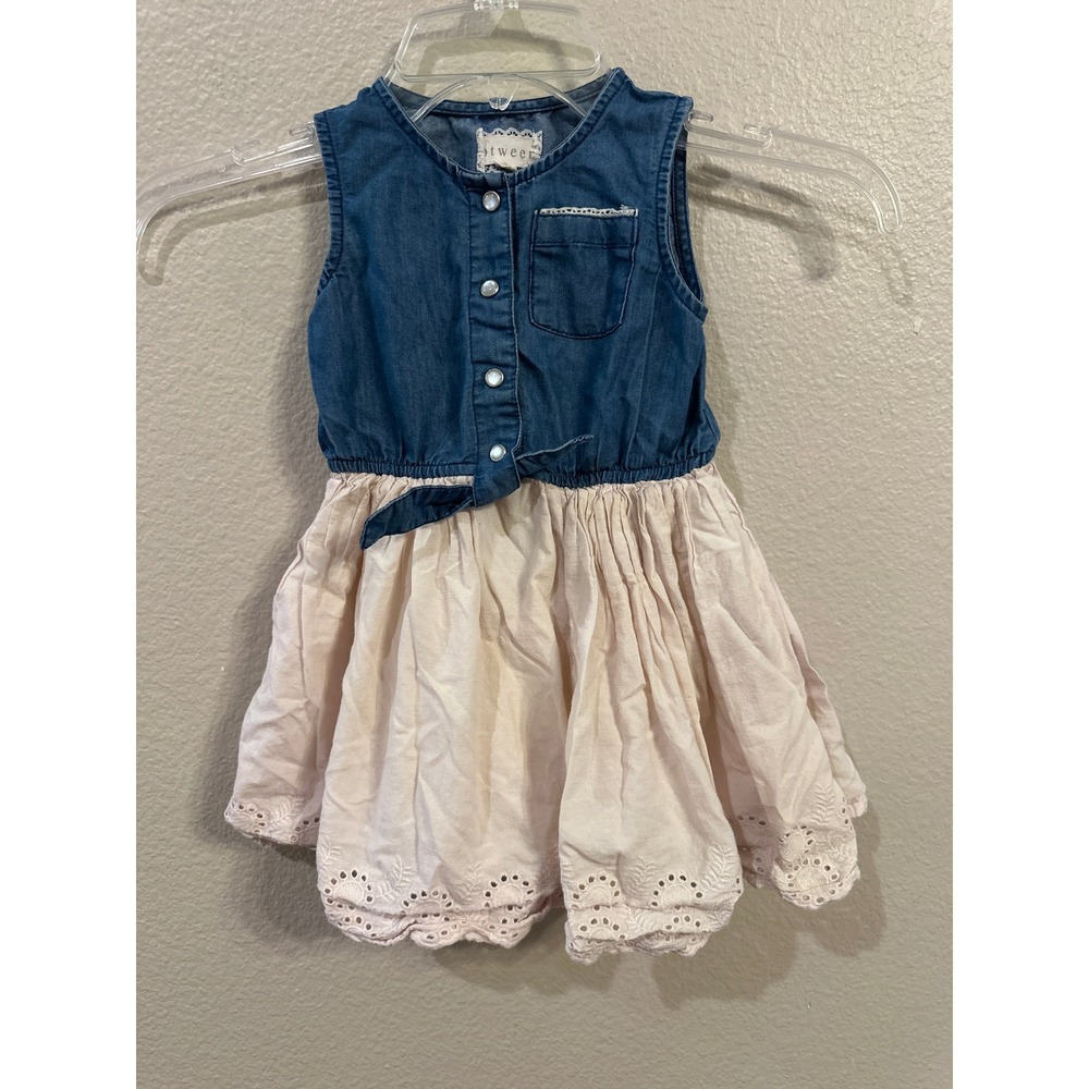 Btween Girls Chambray‎ Dress Size 2T Sleeveless Eyelet Hem Tiered Party